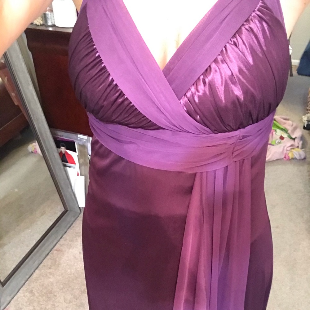 Satin Plum Halter Dress